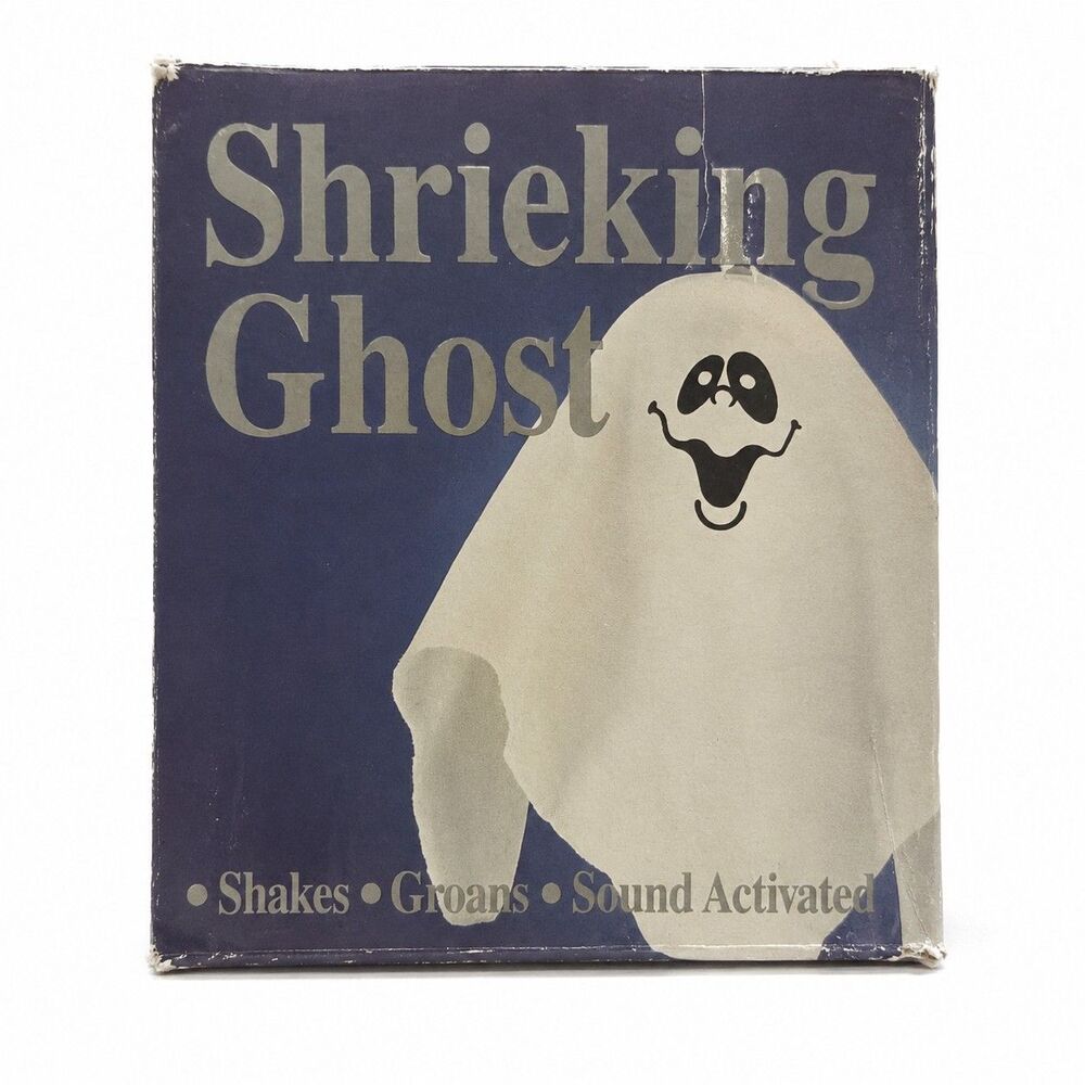 Vintage 1991 Gemmy Shrieking Ghost Halloween Sound Activated Shaking w/ Box
